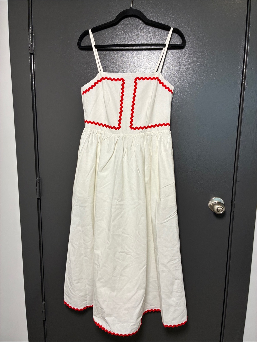 NWT Avara White Contrast Trim Midi Dress Sz S - Picture 4 of 9